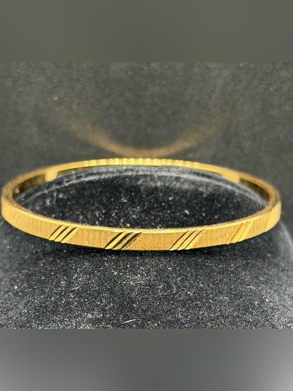 Monet Gold-Tone Signature Bracelet Etched Diagonal Detail 2.5”